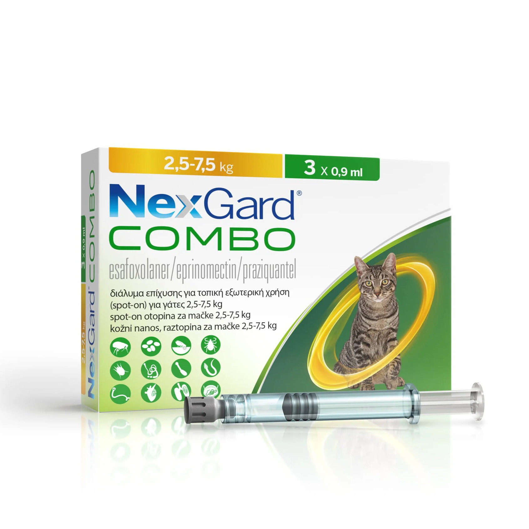 1 tuyp] Nhỏ gáy Nexgard Combo trị nội ngoại ký sinh cho mèo từ 2,5kg -